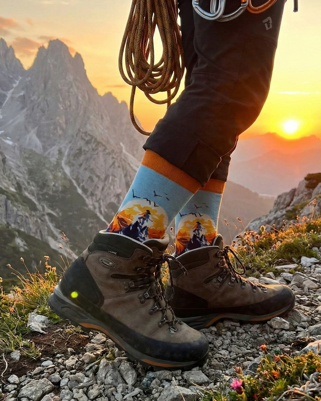 Chaussettes de randonnée fille coucher de soleil édition nature et aventure